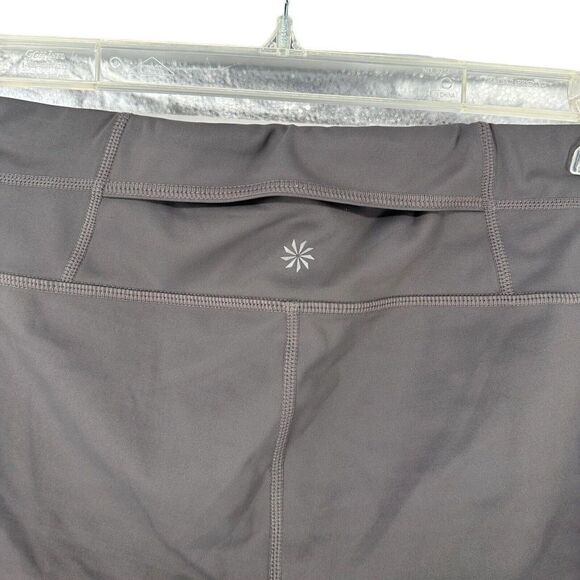 Athleta Aura Sonar Capri Leggings Gray Size L Mesh Sheer Panels Mid Rise Pocket - Picture 5 of 7